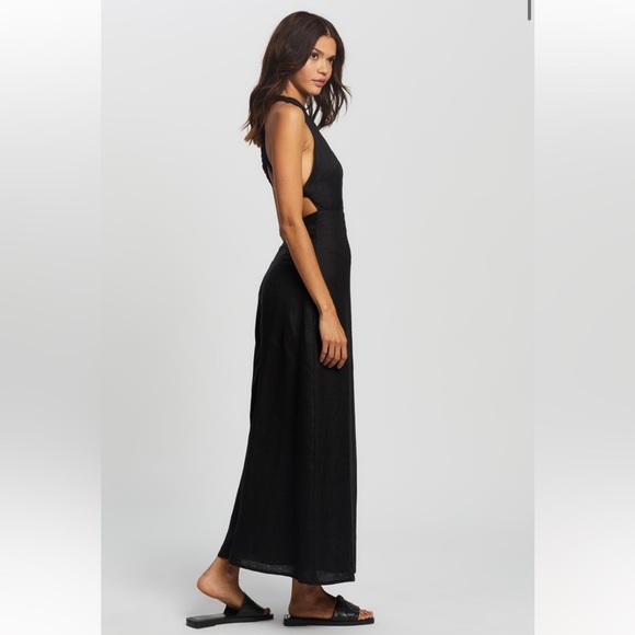 Mossman Knit Body-conscious Cross Back Maxi Dress in Black - Picture 3 of 11